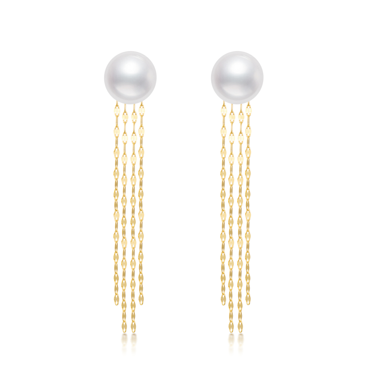 14K Gold Circular Shaped Pearl Bead Drop Earrings-1